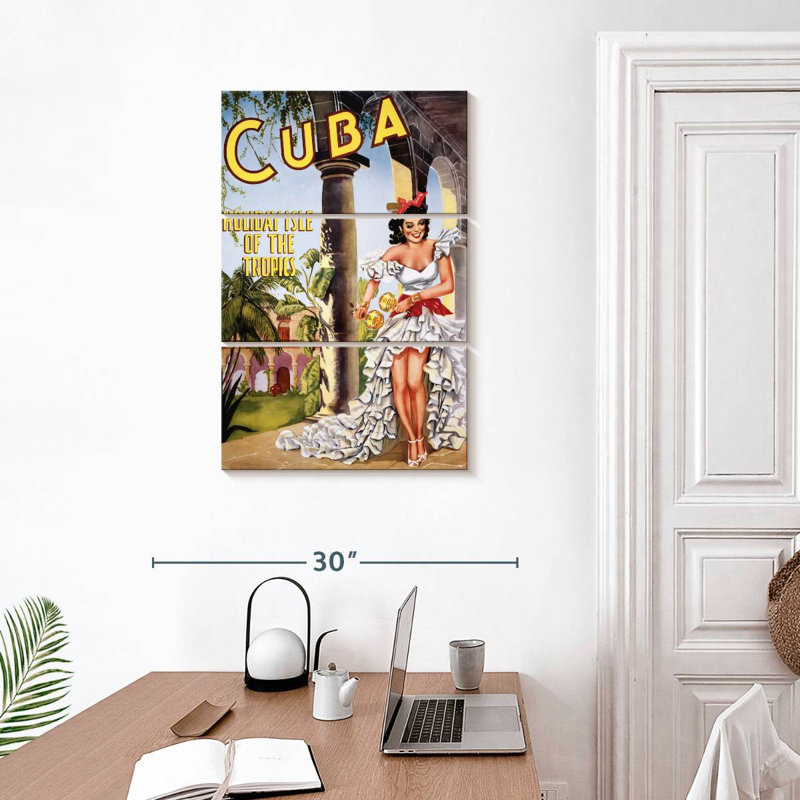 Affiche de voyage rétro Nicci Cuban, H 32 po x l 20 po
