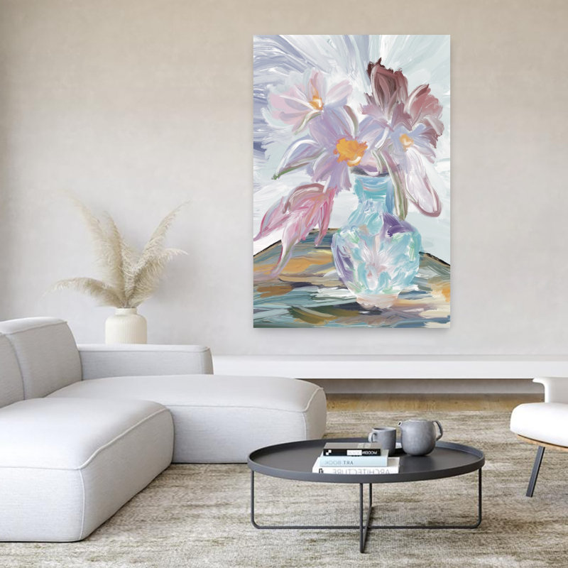 Abstrait floral, nature morte, abstrait, coloré, fleur moderne, art mural, 60" H x 40" W