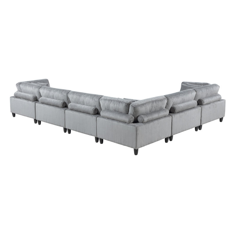 Ensemble modulaire 6 pièces 6 pièces Modular Velours côtelé gris 3X Fauteuils