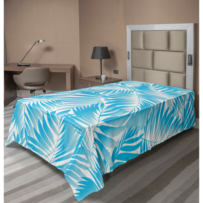 Ambesonne Nature Top Flat Sheet Glisten Fish Sunlight, Twin XL Flat Sheet, Turquoise Aqua Blue Floral