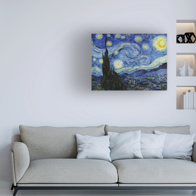 Art mural sur toile tendue - Vincent Van Gogh «Starry Night», décoration murale pour le salon, la chambre à coucher ou le bureau - 24 x 32