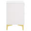 Table de chevet rectangulaire à 2 tiroirs avec accents dorés glamour et rangement spacieux, pour un décor moderne et Mid-Century.-753303976