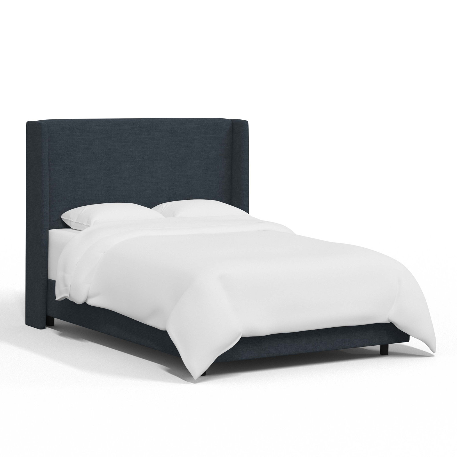 Tilly Linen Upholstered Wingback Bed, Classic Navy Linen, Full
