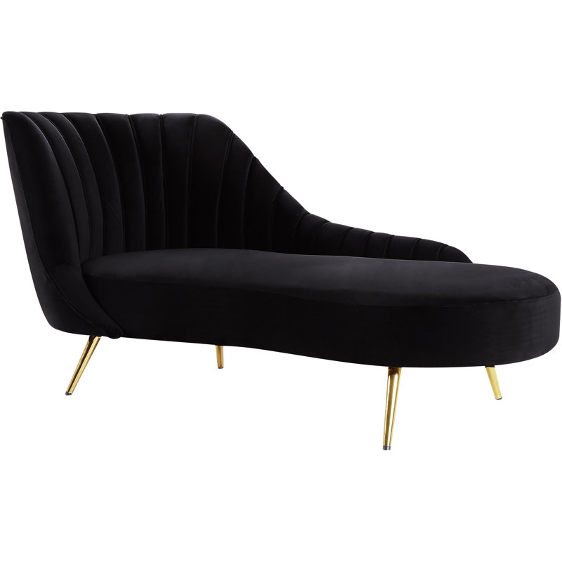 Chaise longue en velours Margo, Velours noir