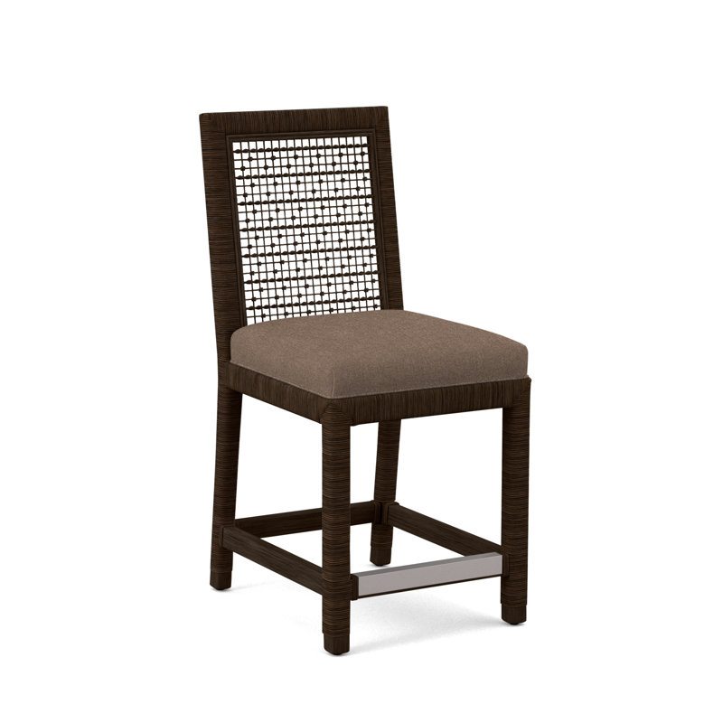 Pine Isle 24" Counter Stool, Sunbrella Beige Pinstripe; 6205-74, Coffee