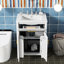 Meuble-lavabo de 24 po avec lavabo en céramique compact de luxe. L 24,2 po x P 18,5 po x H 34 po. Cadre en bois massif, portes. Ornements dorés. Tablettes de rangement spacieuses. Tablette réglable. Armoire moderne, compacte et élégante-908864163