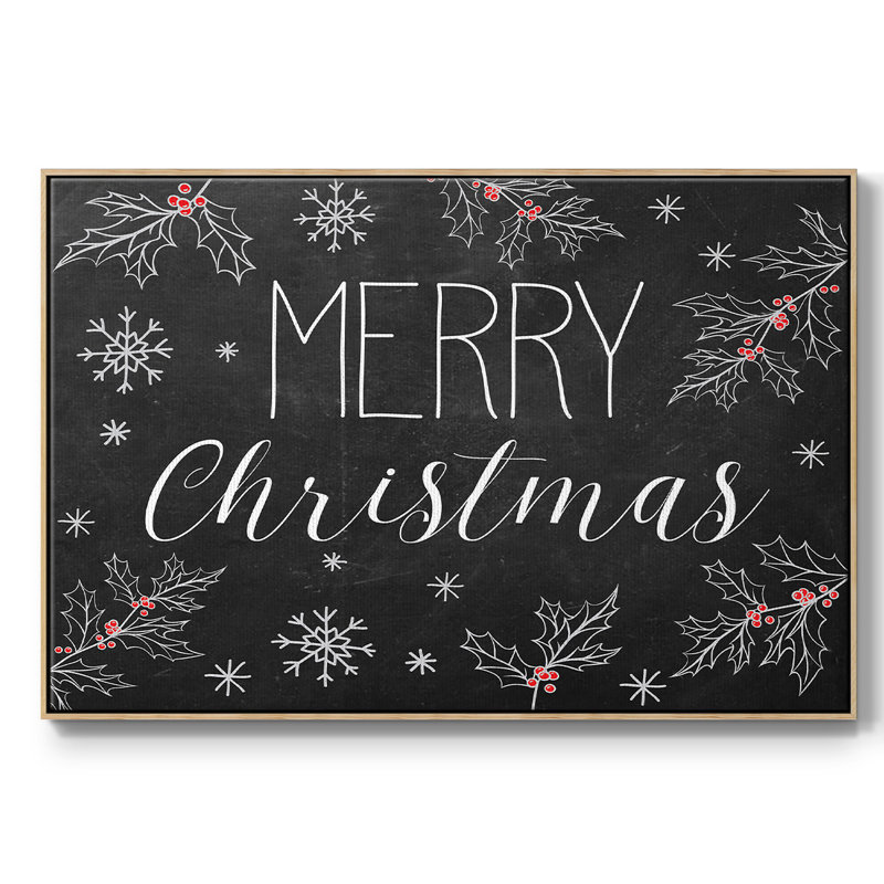 " Merry Christmas Chalkboard " Painting Print, Natural Wood Framed, 17" H x 25" W x 2" D