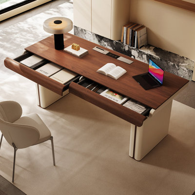 47.24"Light Luxury Walnut Veneer Electric Lift Desk