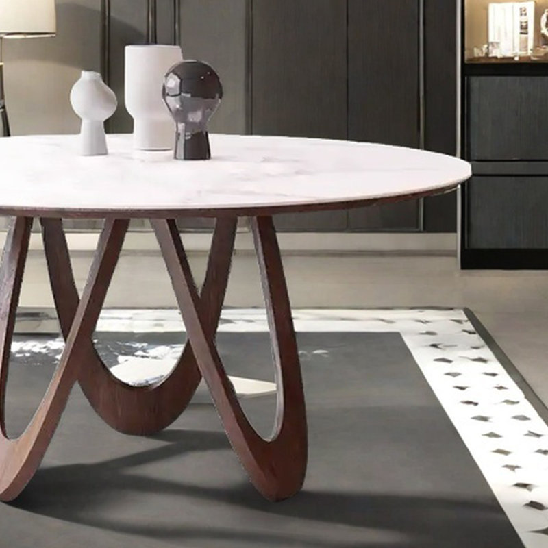 Solid wood rock slab round table, 29.52"H x 53.14"L x 53.14"W