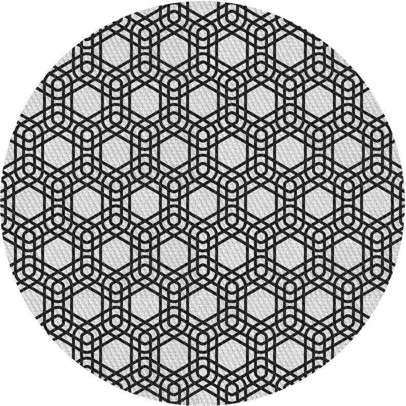 Tapis gris à motif géométrique Kloss, Rond 3 pi