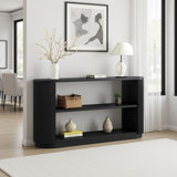 Modern 59" Console Table - Slim Sofa Table with Triple Open Shelves - Curved Fluted Design