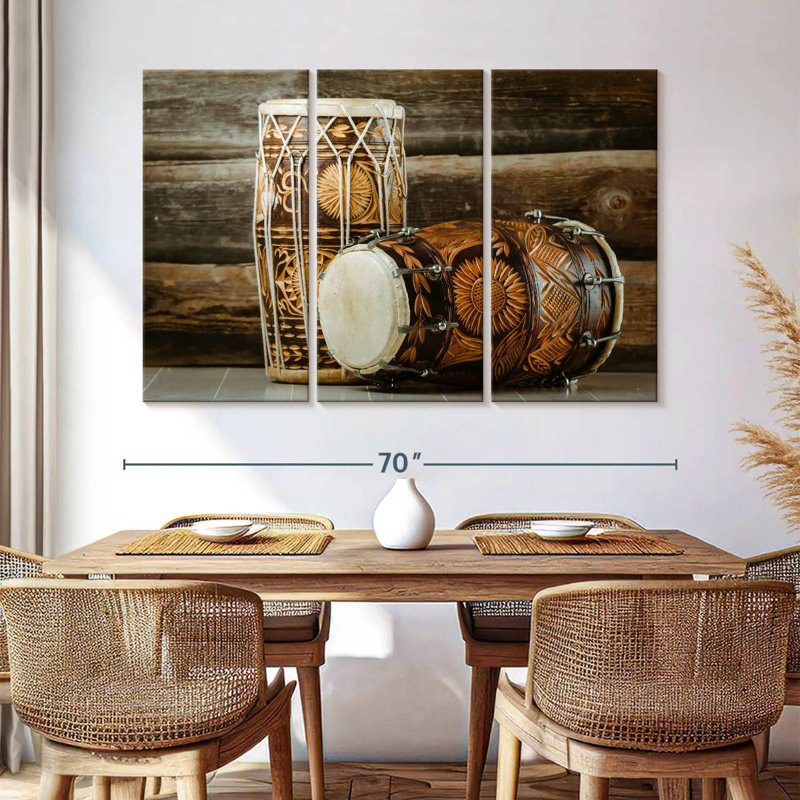 Abarca Indian Dholak Drums, 42" H x 65" W