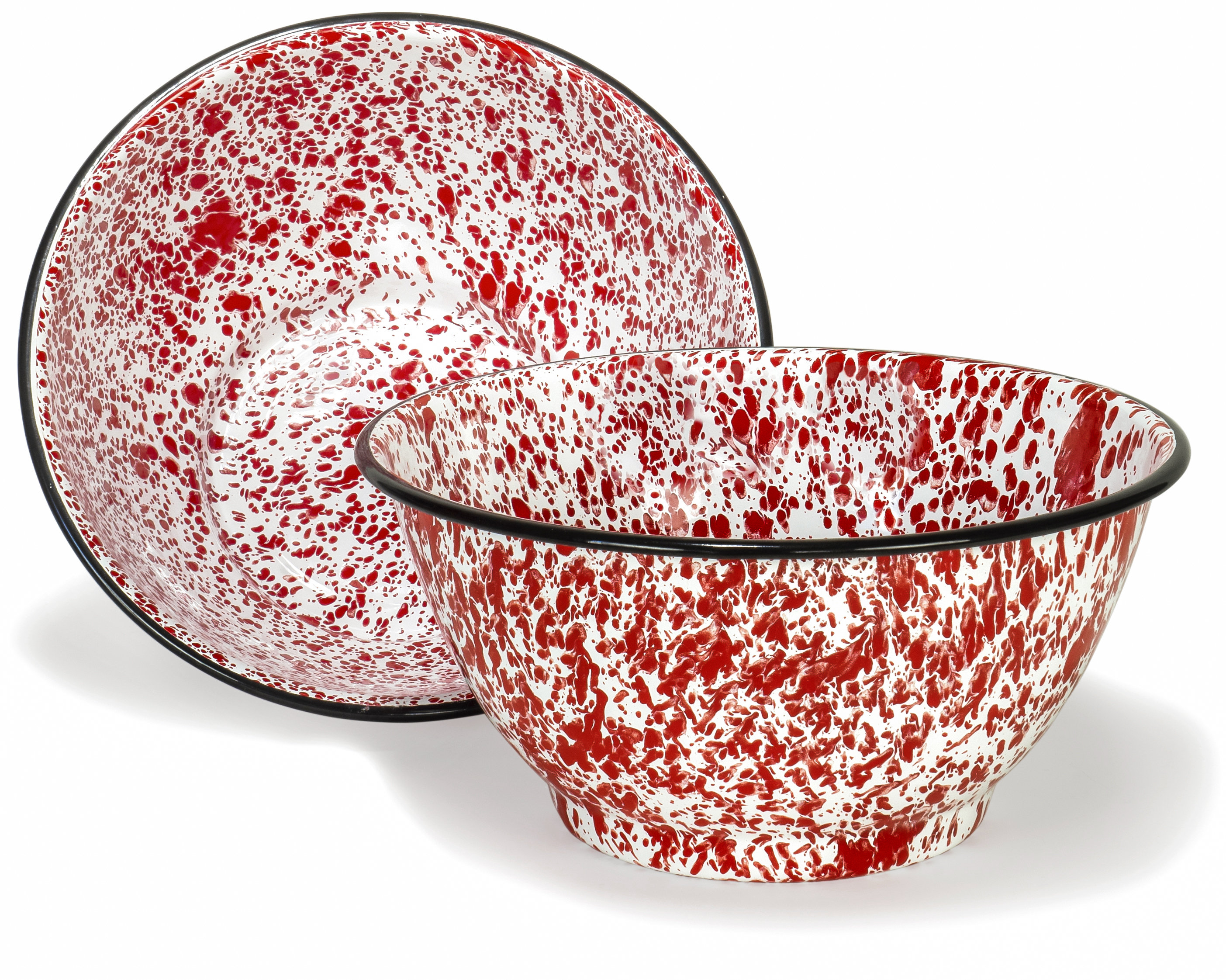 Splatter Red Enamelware Large Salad Bowl