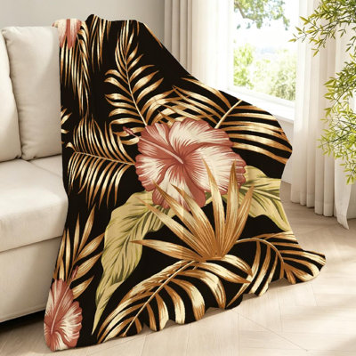 Gold Ultra Soft Flannel Fleece Throw Blanket,Exotic Trendy Seamless Single-Sided Print