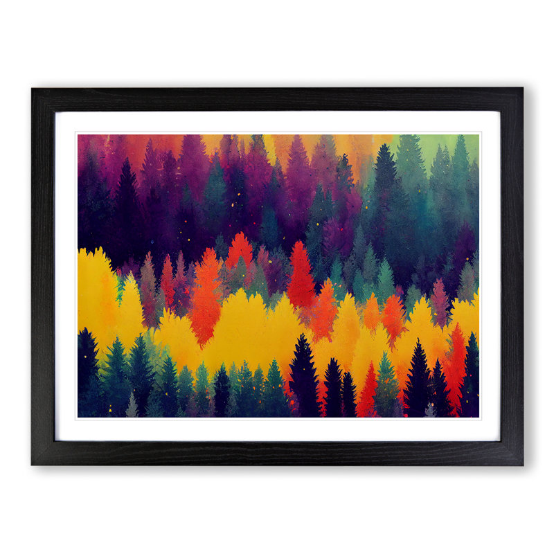 Forest Vol.3 Abstract - Single Picture Frame Print, 46cm H x 64cm W x 2cm D, Black Framed