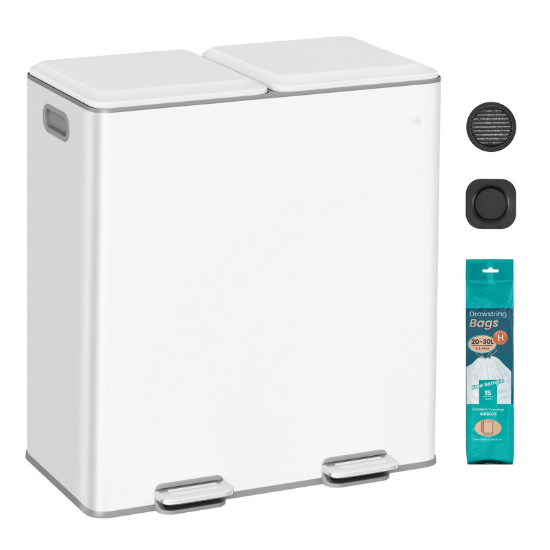 Stainless Steel Step On Waste Bin - 30L, White