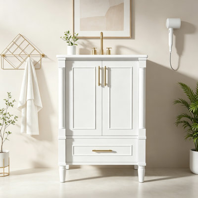 Meuble-lavabo moderne avec tiroir et dossier ouvert