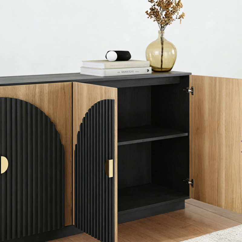 Buffet American Minimalist Style, Noir/Bois robuste