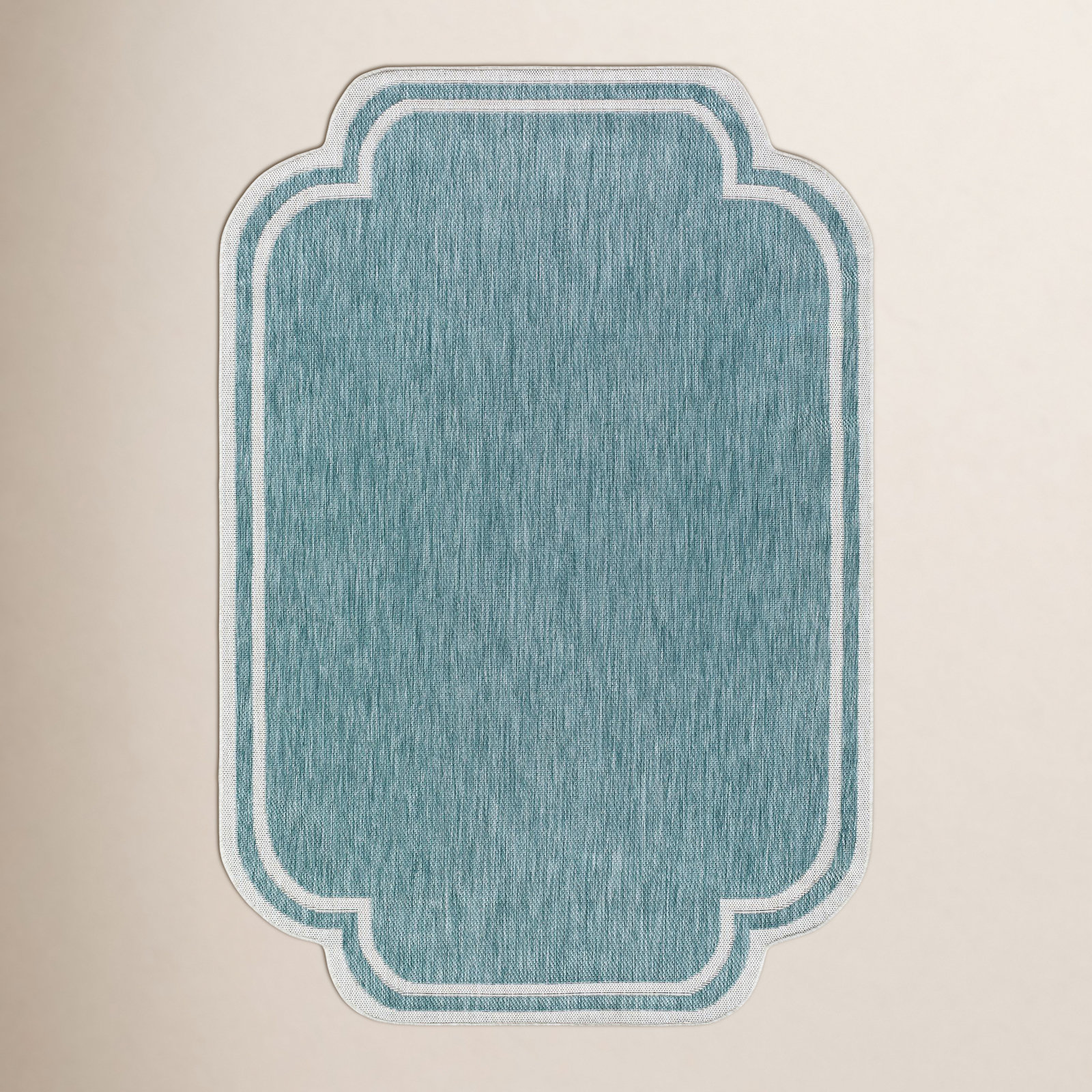 Skiles Striped Outdoor Rug, Rectangle 5'3" x 7', Blue/Cream