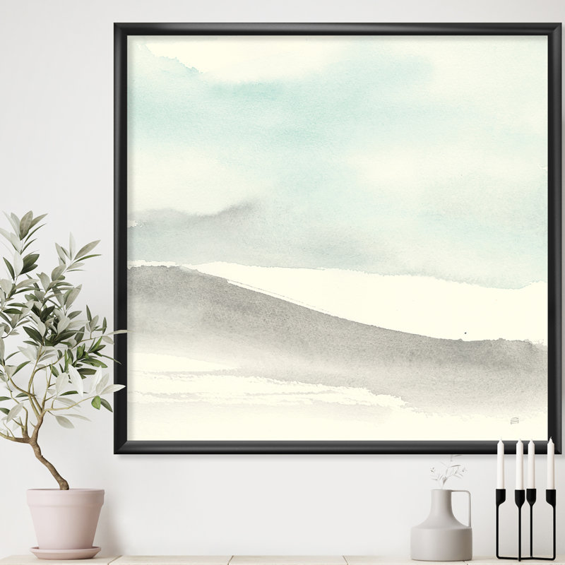 Cadre photo "minimal géométrique zen i" sur toile, H 16 po x l 16 po x P 1 po, Cadre noir