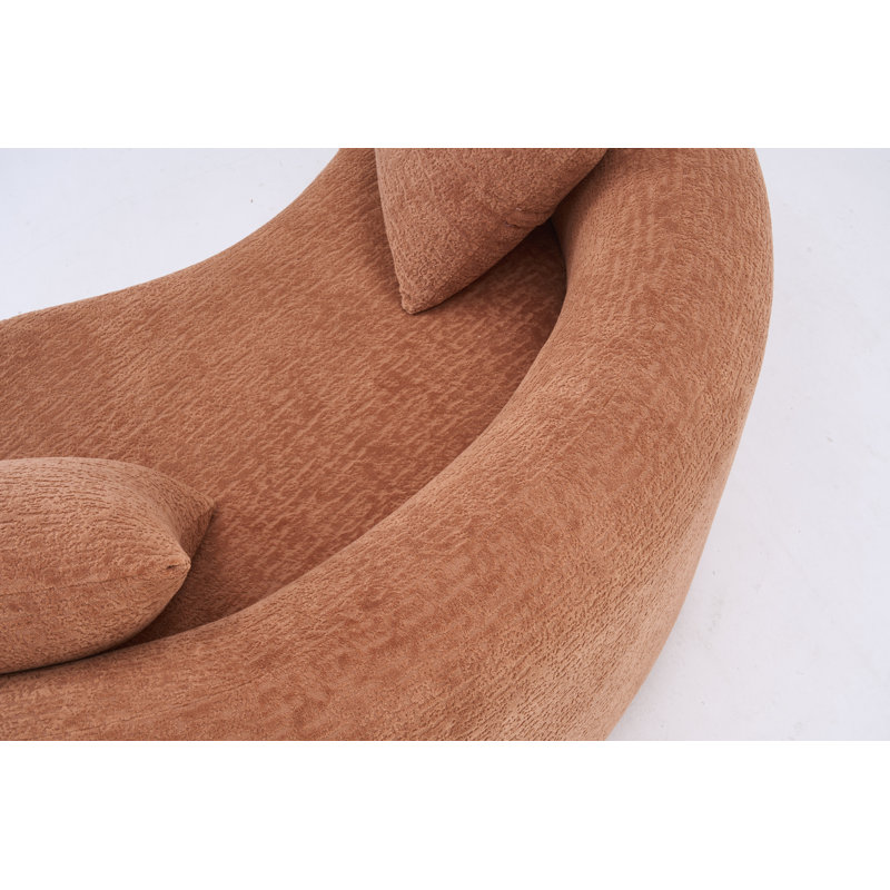 Canapé modulaire en chenille courbé S LY-042: double profondeur (21,3 po et 26,8 po), rose corail, sans assemblage, compact pour les petits espaces, 300 lb, L 66,9 po