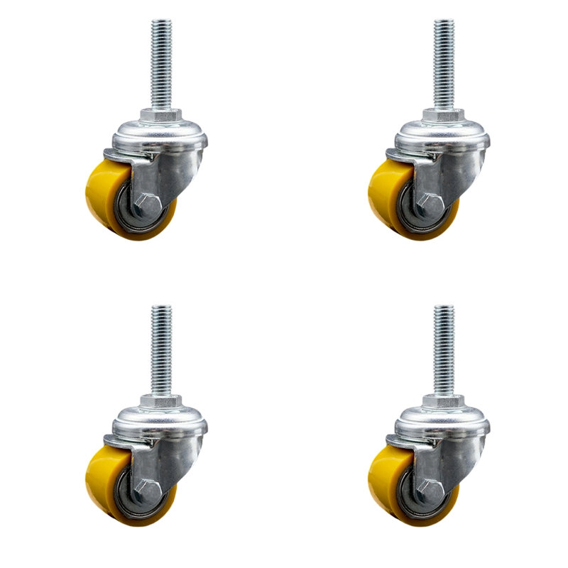 Ensemble de 4 roulettes à tige filetée en polyuréthane à profil bas 35 mm 10 mm