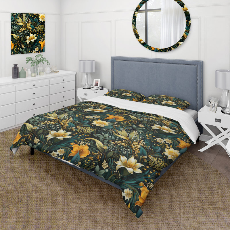 Ensemble de housse de couette à motif cachemire contemporain en polyester microfibre Contemporary Nature