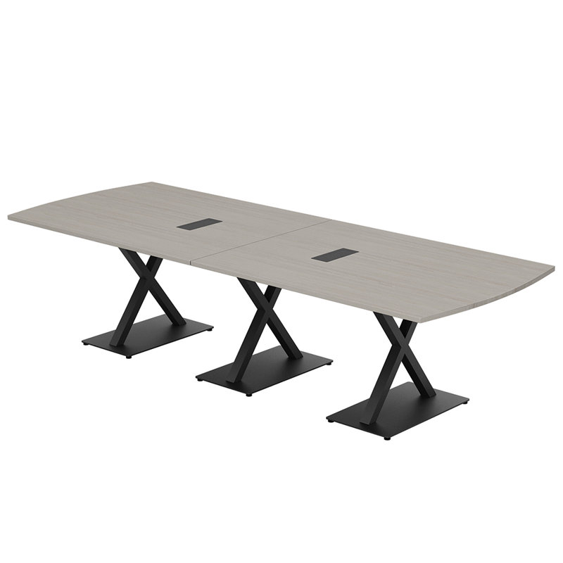 Table de conférence Pavert Arc Unité électrique, Noir mat, Sel Lakeland, H 30 po x l 120 po x P 48 po