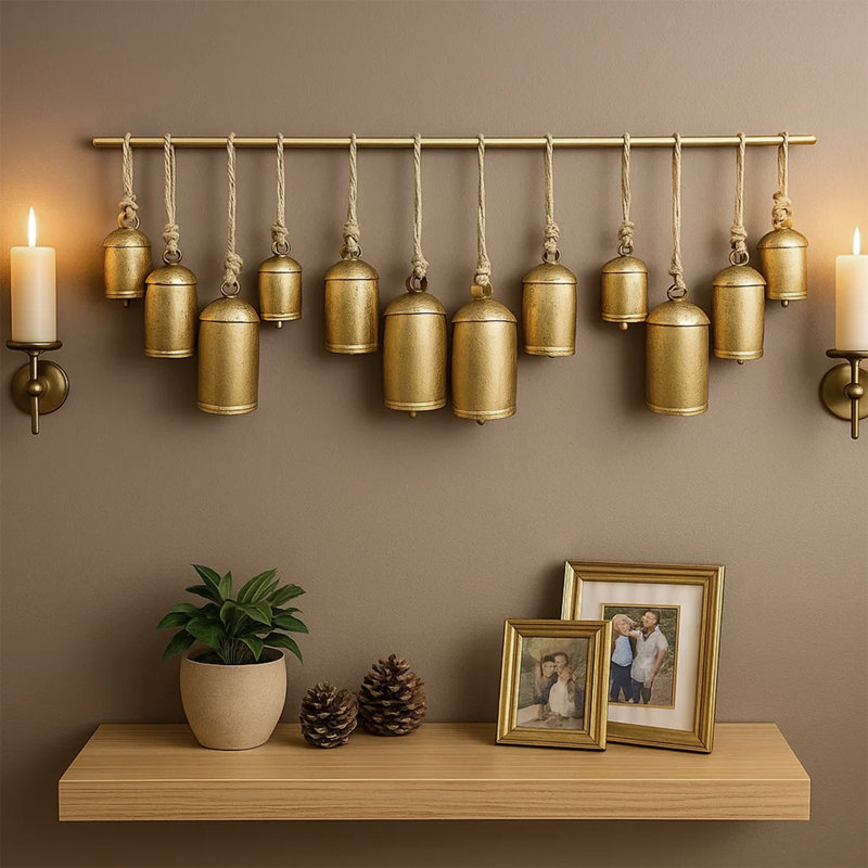 Cloche de suspension en jute Neyra Iron Cow Bells