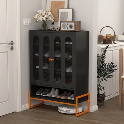 Armoire à chaussures 5,9 "à pieds à conception double, maille respirante pour maintenir l'intérieur sec, deux cloisons réglables, armoire autoportante en métal avec pieds hauts,