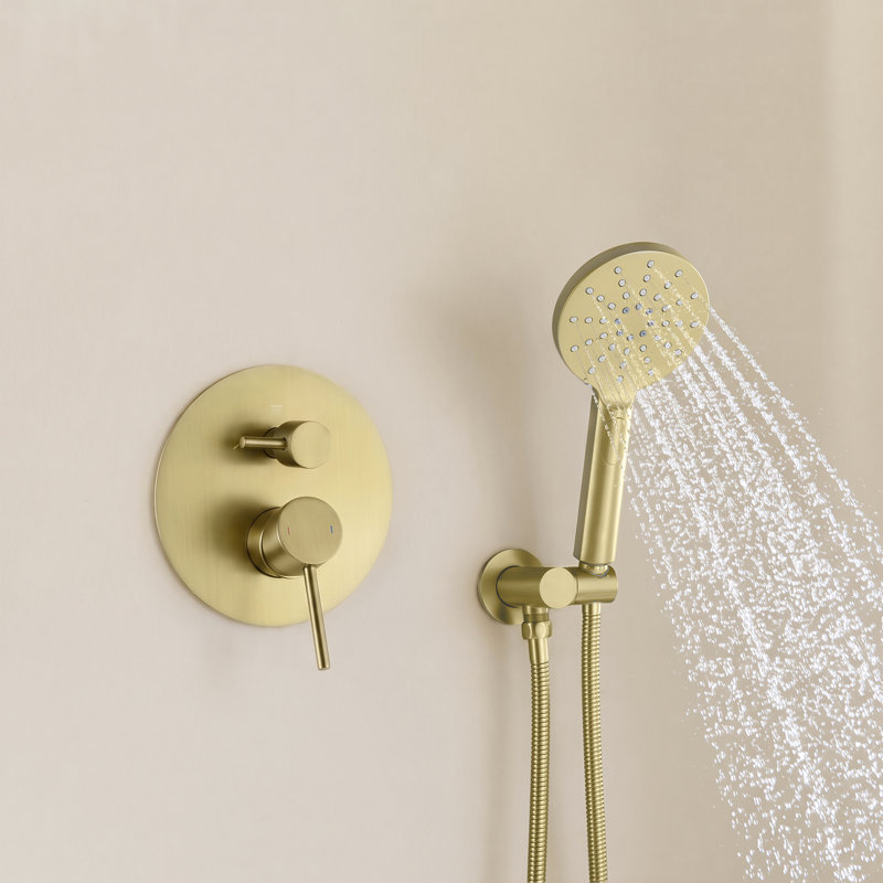 Robinet de douche circulaire avec valve brute, Or brossé