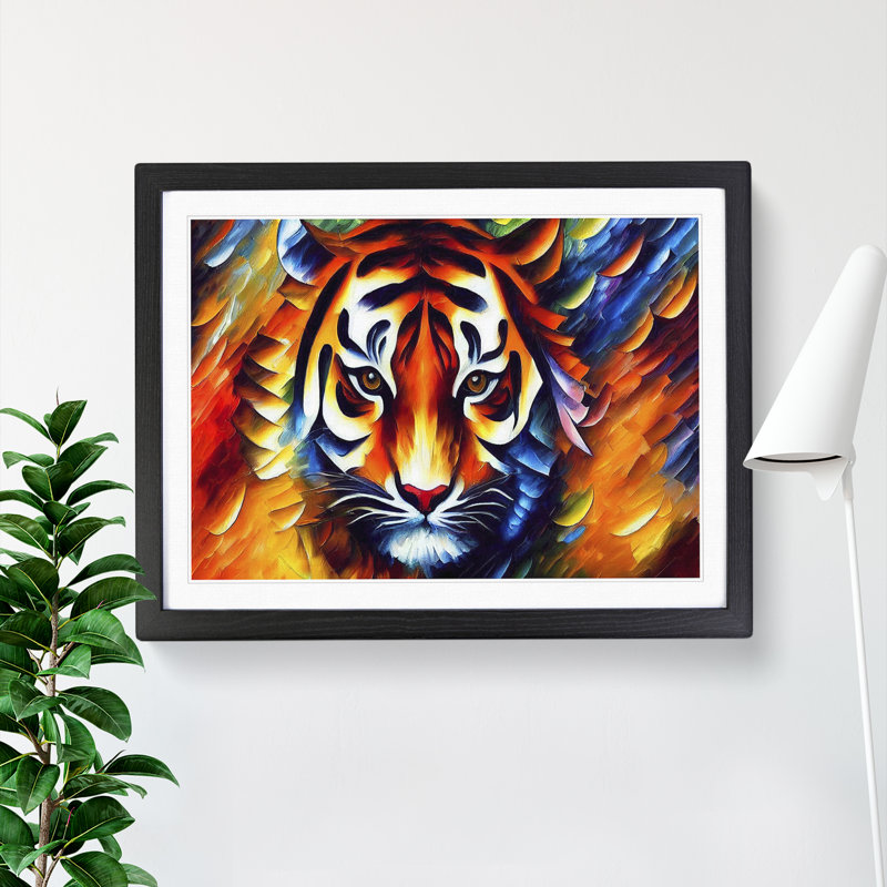 Tiger Vol.1 Abstract - Single Picture Frame Painting, Black Framed, 25cm H x 34cm W x 2cm D