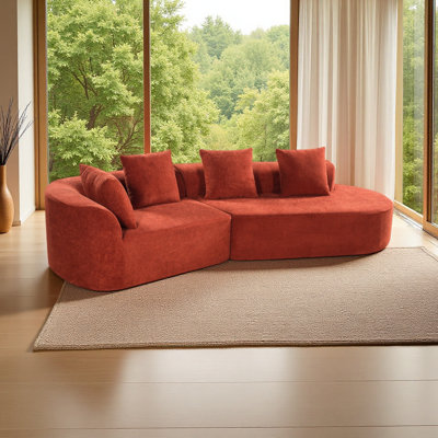 116" Modern Curved Sectional Sofa with High-Density Fully Compressed Sponge and Chaise Lounge, 2-Piece Set, Fully Assembled Right Hand Facing, Perfect for Living Room, Lounge