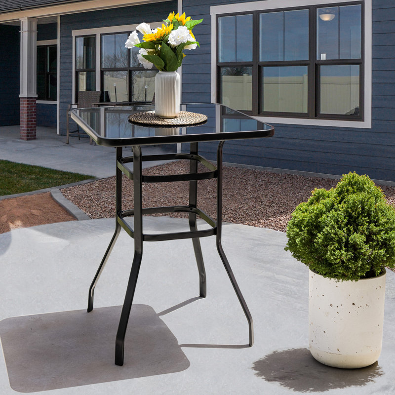 Sour Citrus 3-Piece Bar Table and Chairs Set Outdoor Bar Set with All Weather PVC-coated polyester Swivel Bar Stools and Acrylic Top Bar Height Table for Deck, Poolside, Garden, Porch