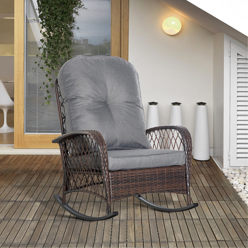 Chaise berçante de jardin avec matériaux résistants aux intempéries et fabrication stable
