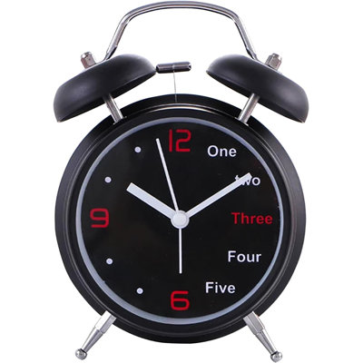 Roman Numeral Glass Quartz movement / Crystal Alarm Clock in Black