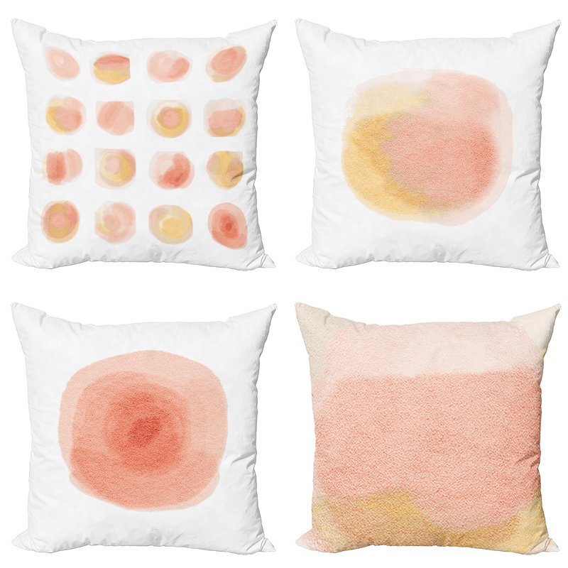 Everts Indoor / Outdoor Abstract Square Cushion Cover, 40cm H x 40cm W x 0.01cm D, Peach/Ecru/White