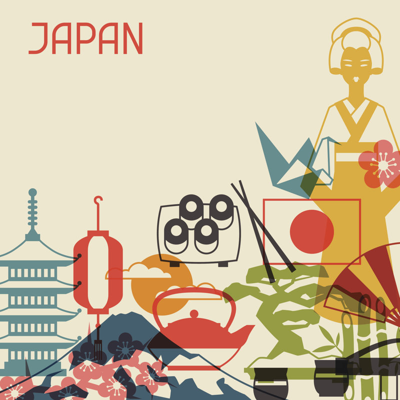 Japan Background Design by Incomible - Wrapped Canvas Print, 76cm H x 76cm W