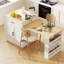 Îlot de cuisine de 82,7 po avec table extensible pour 2 à 6 personnes, blanc, double rangement, 2 tiroirs, tablettes latérales, grain de bois blanc de style intemporel, 1 prise de courant double, 1 tiroir de type C-2046476311