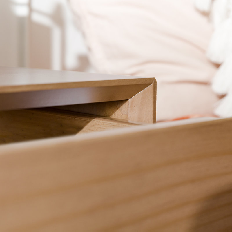 Solange 49.8cm W Solid + Manufactured Wood Bedside Table, Natural Pine, Natural Pine
