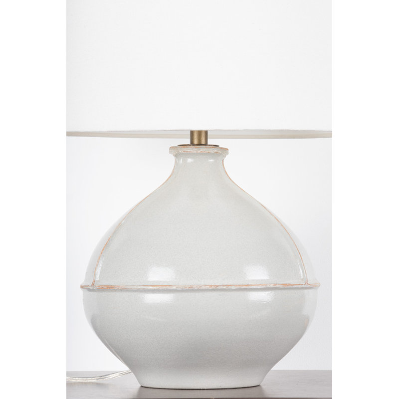 Pale Sage Ceramic Table Lamp with Off-White Linen Shade