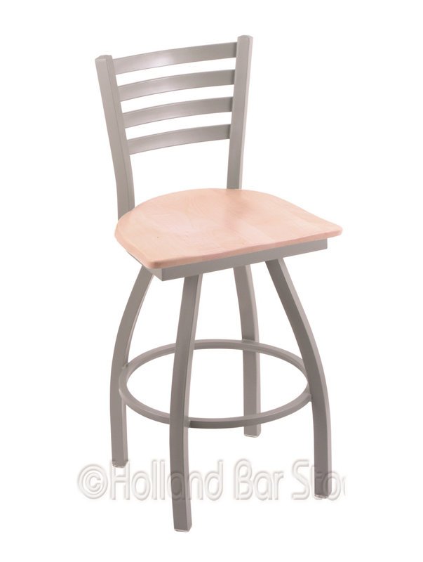 Tabouret de bar pivotant de 30" Evers, Chêne Naturel, Nickel anodisé, Tabouret de comptoir (siège d'une hauteur de 25 p