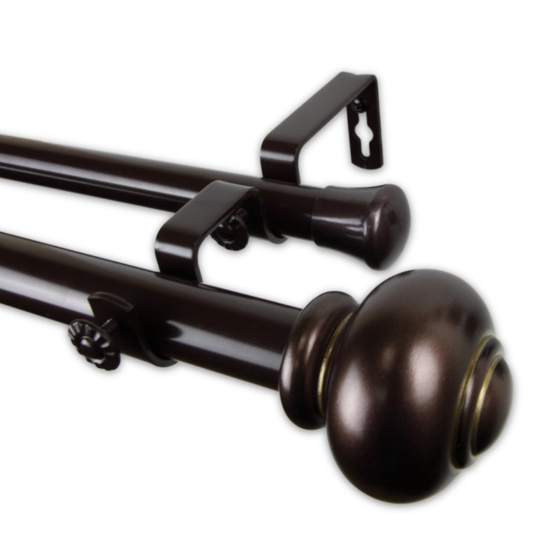 Tringle à rideaux double Lecuyer, 28 po à 48 po, Bronze