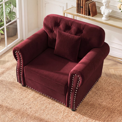 Fauteuil Chesterfield de 41,3 po de style Mid-Century