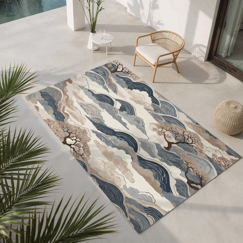 Tranquil Bloom Indoor And Outdoor Area Rug, Rectangle 1'6" x 2'6"
