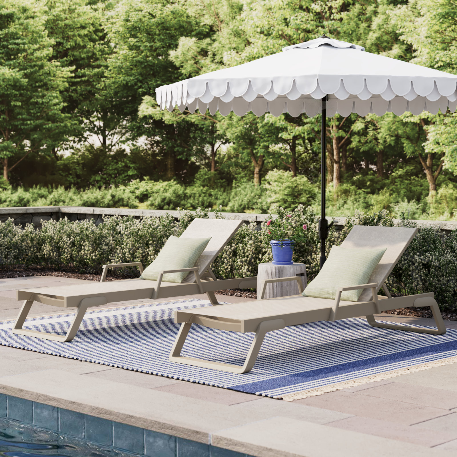 Genelda Outdoor Powder Coated Aluminum Chaise Lounge, Taupe