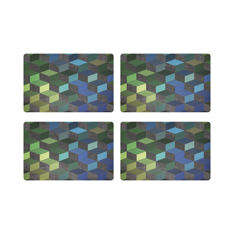 Steps Spring Pebble 17.5" Vinyl Placemat, Blue/Green