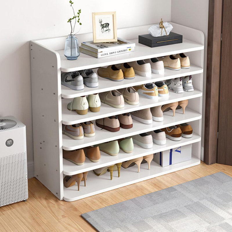 Warm white MDF shoe cabinet, 88cm x 82cm x 26cm, 6