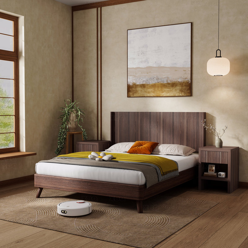Tête de lit en bois pour grand lit, large tête de lit en bois de 64,4 po de largeur seulement, têtes de lit de style campagne moderne, panneau cannelé mural, têtes de lit à oreilles Boho