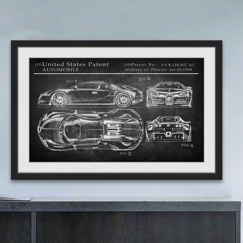 « bugatti chiron », reproduction d’art encadrée, H 24 po x l 36 po x P 1,5 po